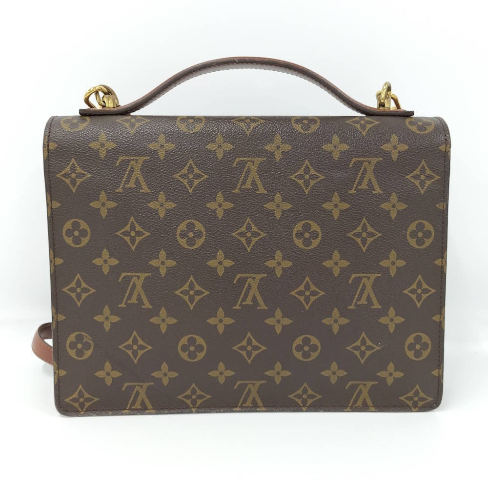 Louis Vuitton Shoulder Monogram Handbag Monceau Bag Brown